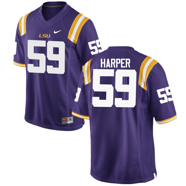 Men LSU Tigers #59 Jordan Harper College Football Jerseys Game-Purple